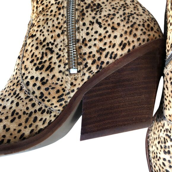 Dolce Vita Western Almond Toe Calf Hair Leopard $170 Block Heel Bootie Sz 9 NEW - Picture 7 of 15